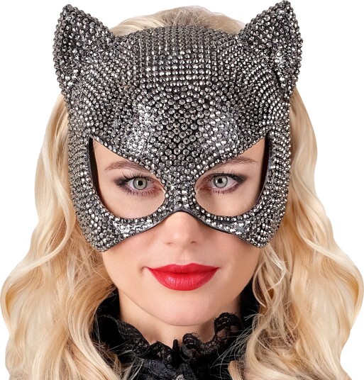 Widmann Katt halvmaske med strass 12007