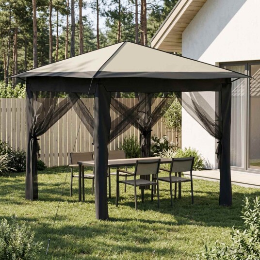 vidaXL Gazebo med 4 sidevegger 2,6 x 2,6 m Krem og Antrasitt