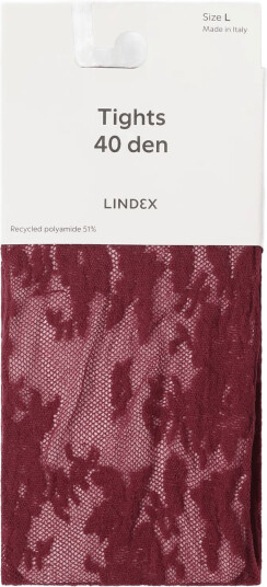 Lindex Tights In Lace 40 Denier Burgundy L