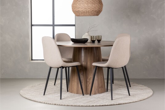 Venture Home Lanzo Matgruppe 120 cm Rund med 4 Polar Stoler Natur