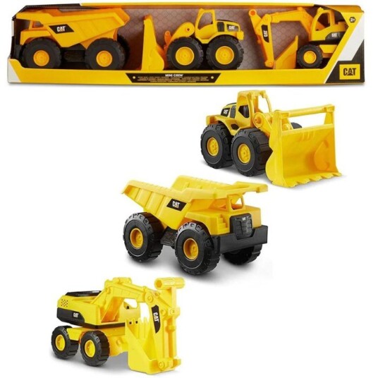 CAT Mini Crew Construction kjøretøy gravemaskin, dumper og bulldoser 3-pack 18 cm
