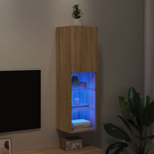vidaXL TV-benk med LED-lys sonoma eik 30,5x30x102 cm 8721012256033