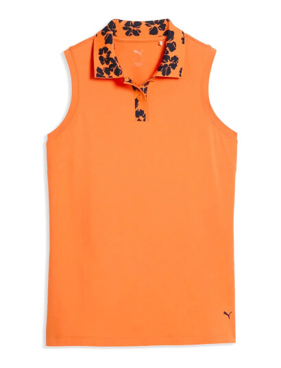 PUMA Golf W Modalon Floral Rib Sl Polo Orange L