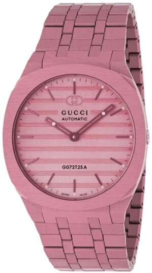 Gucci 25H Dameklokke YA163314 Rosa/Stål Ø40 mm Gucci 25H Dameklokke YA163314 Rosa/Stål Ø40 mm