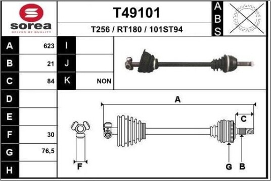 Drivaksel EAI T49101 Drivaksel EAI T49101