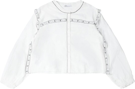 Mango Teen Blouse With Tie-Neck And Embroidered Details - NATURAL WHITE - XXS