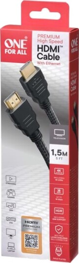One For All Premium Høyhastighets HDMI-kabel Med Ethernet 1,5m