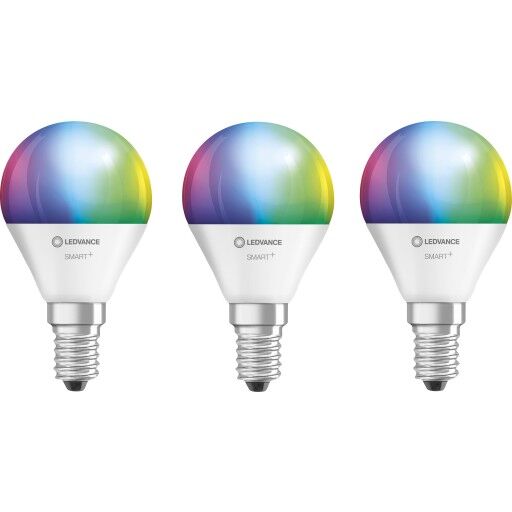 Ledvance Smart+ Wifi E14 kronepære fargeendring + justerbar hvit 4,9W 3 pak Matt Ledvance Smart+ Wifi E14 kronepære fargeendring + justerbar hvit 4,9W 3 pak Matt