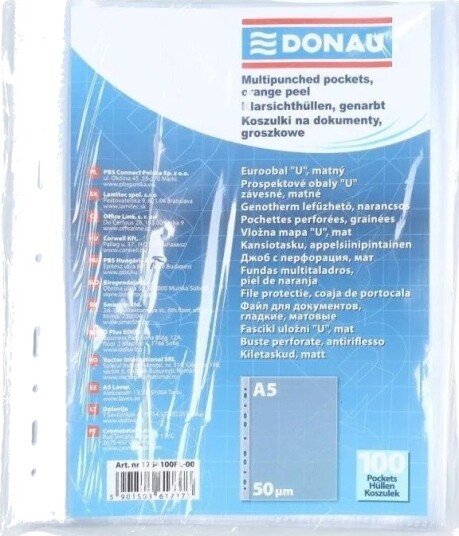 Donau Dokumentlommer Pp A5 Erte, 50 Mikron, 100 Stk. Donau Dokumentlommer Pp A5 Erte, 50 Mikron, 100 Stk.