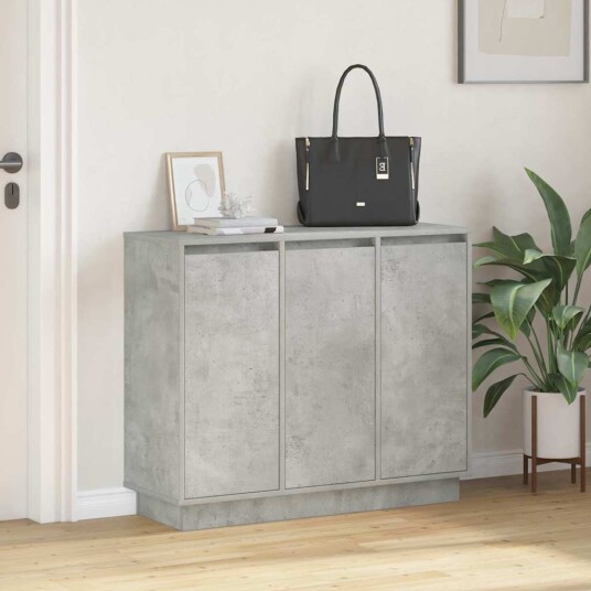 Sideboard med LED Betonggrå 90x32x75 cm Laget av tre