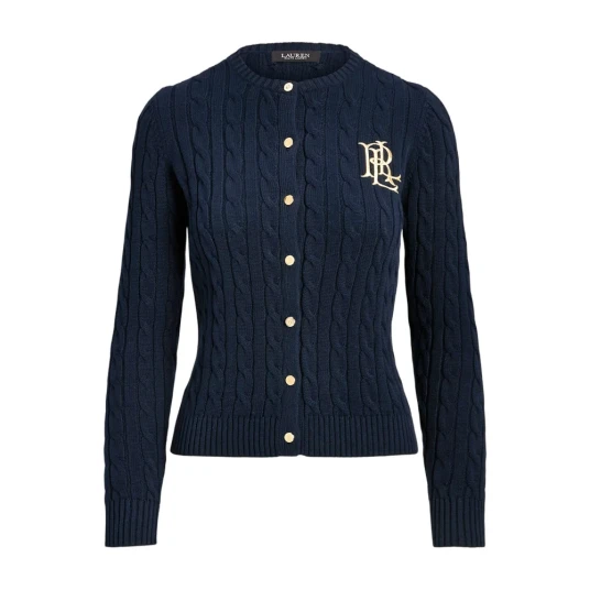Lauren Ralph Lauren Cable-Knit Cotton Cardigan - Navy - S