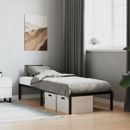 vidaXL Sengeramme i metall svart 75x190 cm 8721012304482