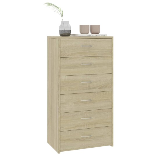 vidaXL Skjenk med 6 skuffer sonoma eik 50x34x96 cm sponplate