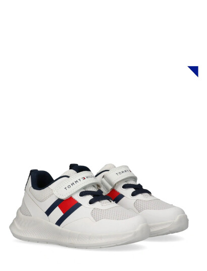 Tommy Hilfiger Tommy Hilfiger Flag Low Cut Lace Up/Velcro Sneaker White 32