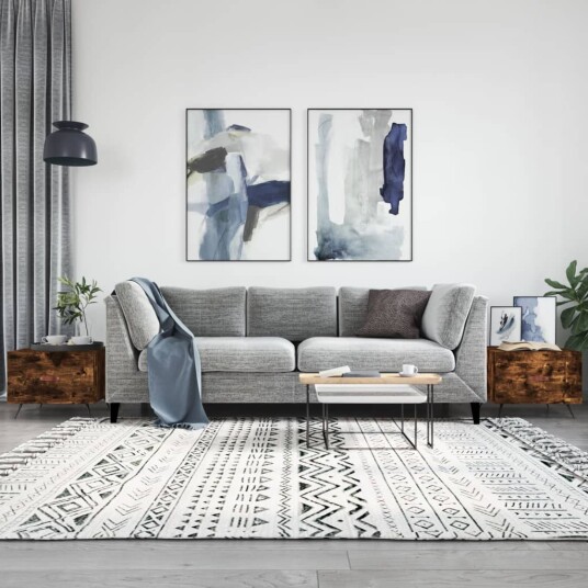  Salongbord 2 stk røkt eik 50x50x40 cm konstruert tre 8720845428044
