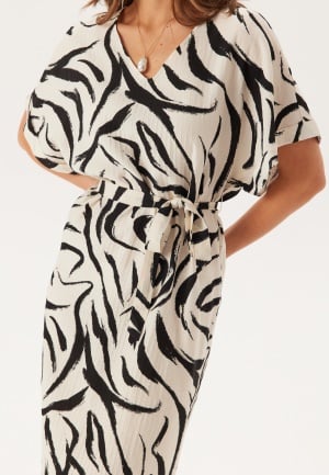 VILA Viclo V-neck 2/4 MIDI DRESS M Birch Aop:marble Swirl 40