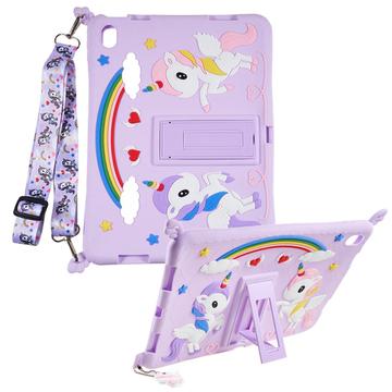 iPad (2022) Cute Unicorn-etui med støtte og stropp Lilla