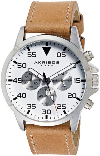 Akribos XXIV Herreklokke AK773SSBR Hvit/Lær Ø44 mm