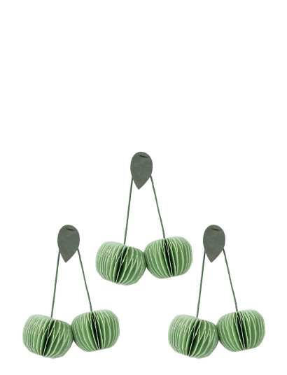 Broste Copenhagen Cherry Ornaments - Green - L:3CM
