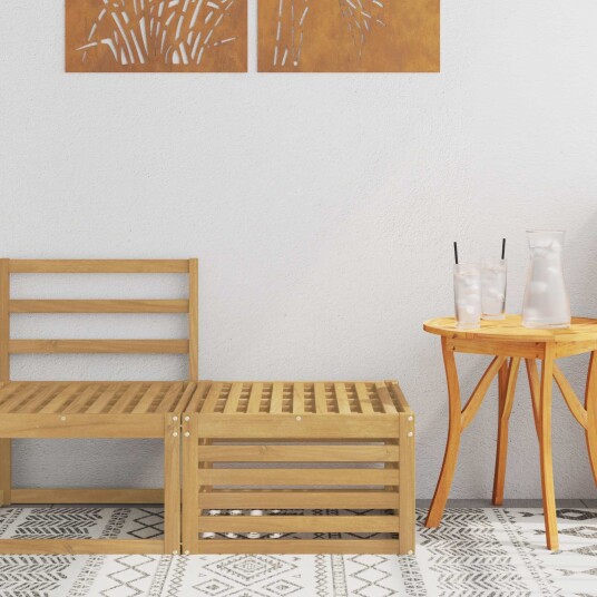 Ute fotstøtte Solid akasietre Hvit 59 x 59 x 37 cm