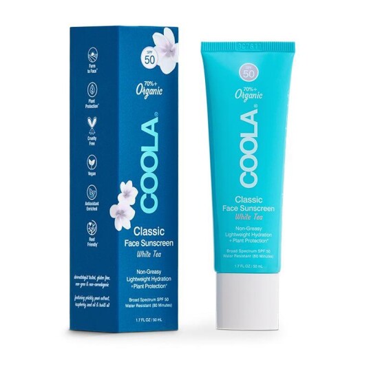 Coola Classic Face Solkrem SPF 50 med Hvit Te, 50 ml - Vannavstøtende, Vegansk, Fuktighetsgivende Coola Classic Face Solkrem SPF 50 med Hvit Te, 50 ml - Vannavstøtende, Vegansk, Fuktighetsgivende