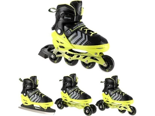 Nils Extreme Nh18192 4In1 Rulleskøyter Svart-Grønn Størrelse S(29-33) Inline Skøyter Med Dimensjoner. Pł. Figur Nils Extreme