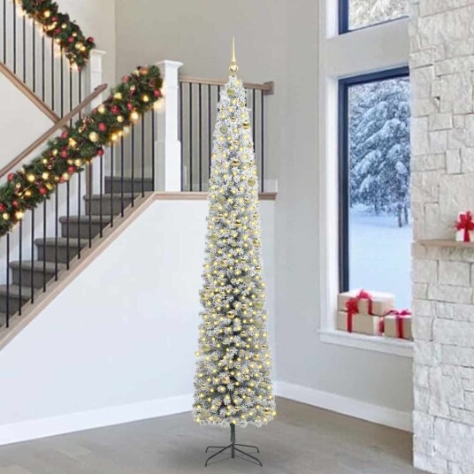Kunstig juletre med 300 LED grønn 270 cm PVC og stål og plast