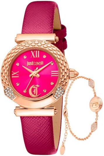 Just Cavalli Dameklokke JC1L332L0035 Curiosa Rød/Lær Ø30 mm Just Cavalli Dameklokke JC1L332L0035 Curiosa Rød/Lær Ø30 mm