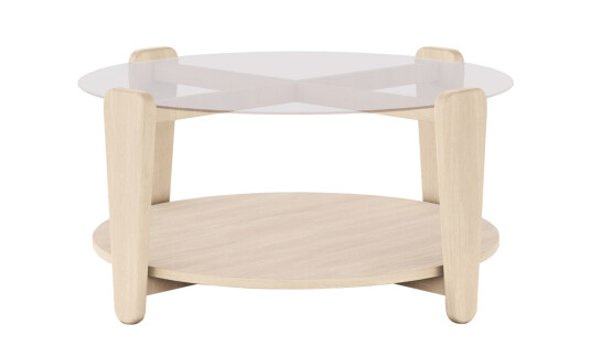Rowico Home ARRAN Sofabord D93 Hvitpigmentert Eik/Glass
