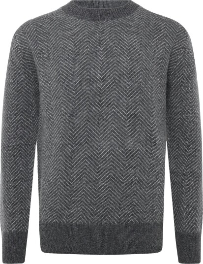 Knowledge Cotton Apparel Lambswool Jacquard Sweater DARK GREY MELANGE M