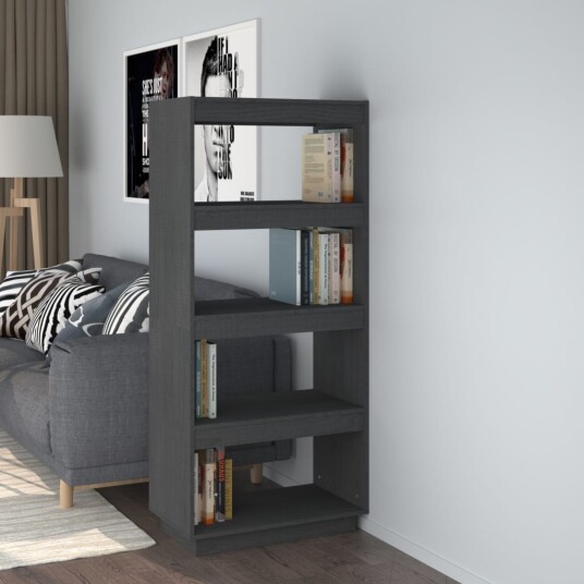 vidaXL Bokhylle/romdeler gr? 60x35x135 cm heltre furu