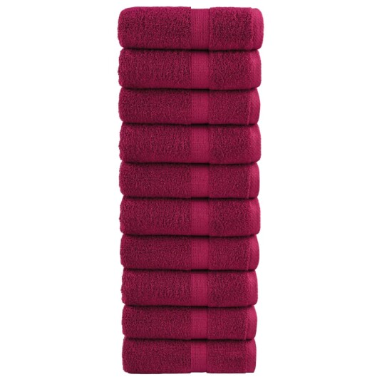 Premium vaskehåndklær SOLUND 10 stk bordeaux 30x30 cm 600 g/m² Premium vaskehåndklær SOLUND 10 stk bordeaux 30x30 cm 600 g/m²