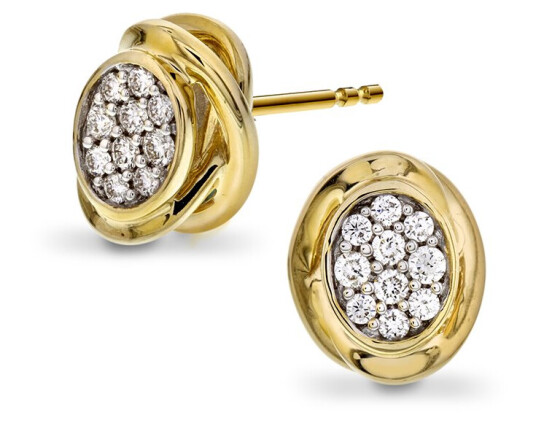 Pan Jewelry, Øredobber i 585 gult gull med diamanter 0,15 ct