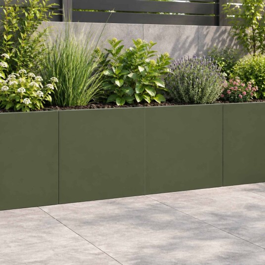 vidaXL Støttemur 2 stk. 40 x 12 x 30 cm Stål Olivengrønn