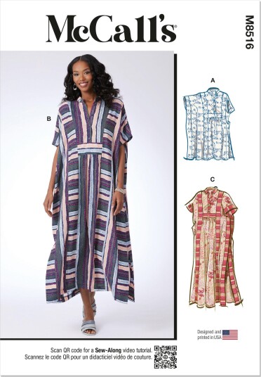 McCall's 8516 Kaftan Kjole A XS-S-M-L-XL-XXL 