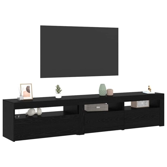 TV møbler 2 pcs Svart eik 195 x 35 x 40 cm Konstruert tre TV møbler 2 pcs Svart eik 195 x 35 x 40 cm Konstruert tre