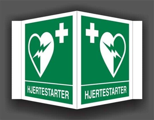 HJERTESTARTER PLOGSKILT 20X20 cm