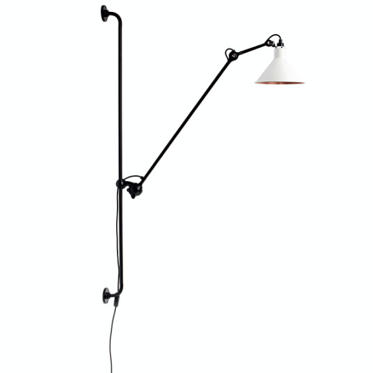 Lampe Gras N214 Vegglampe Matt Sort & Matt Hvit/Kobber