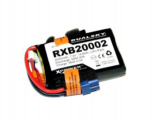 Dualsky 2s  2000mAh - RX LiPo - Dualsky med måler