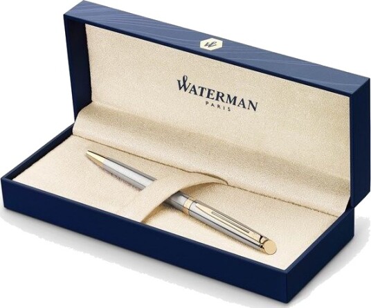 Waterman Hemisphere Ballpoint Pen  Stainless Steel with Gull Trim  Medium Point  Blå Ink Gift Box