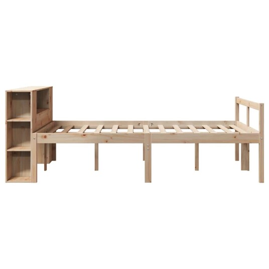Seng med bokhylle uten madrass 140x190 cm heltre furu 3321965