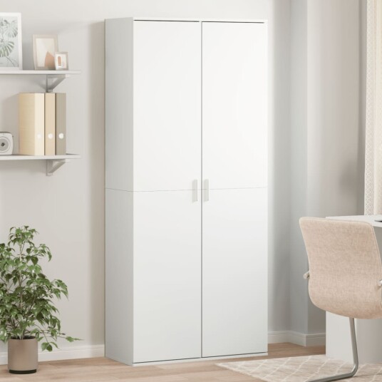 Highboard hvit 80x35x180 cm konstruert tre