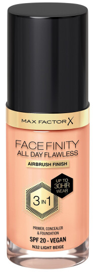 Max Factor Facefinity All Day Flawless Foundation N32 Light Beige med SPF 30 ml Max Factor Facefinity All Day Flawless Foundation N32 Light Beige med SPF 30 ml