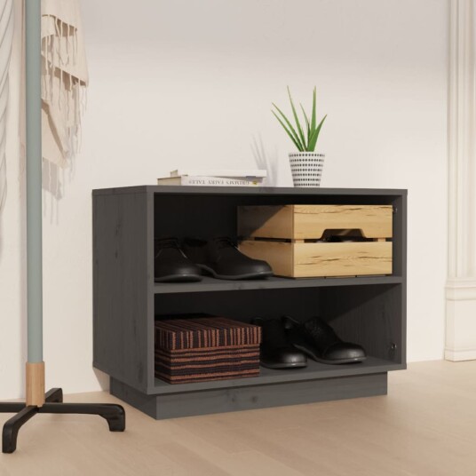 vidaXL Skohylle gr? 60x34x45 cm heltre furu vidaXL Skohylle gr? 60x34x45 cm heltre furu