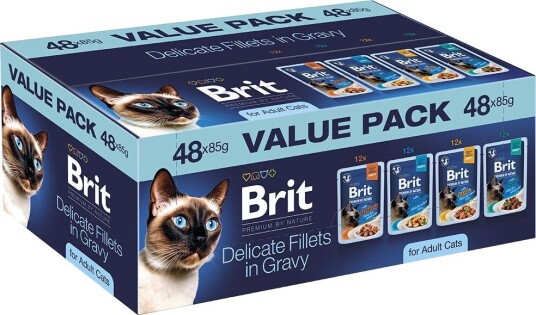 Brit Premium våtfôr Adult by Nature Cat Fillets in Gravy Våtfôr til Katt 48x85 g