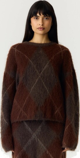 Y.A.S Argy Langermet Mohair Blend Strikkegenser Brun XL