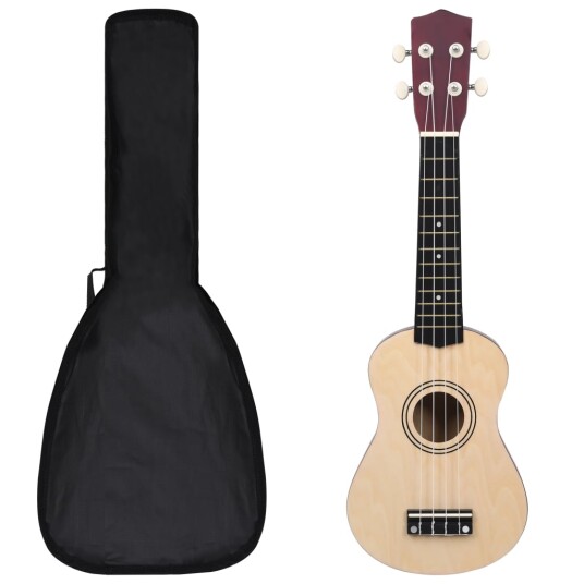vidaXL Sopran-ukulele sett med veske for barn lyst tre 21" vidaXL Sopran-ukulele sett med veske for barn lyst tre 21"