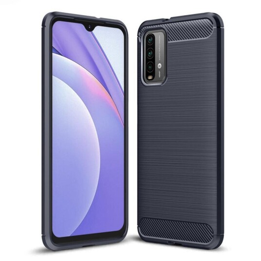 INCOVER Xiaomi Poco M3 Brushed Carbon Fiber Deksel - Mørkeblå