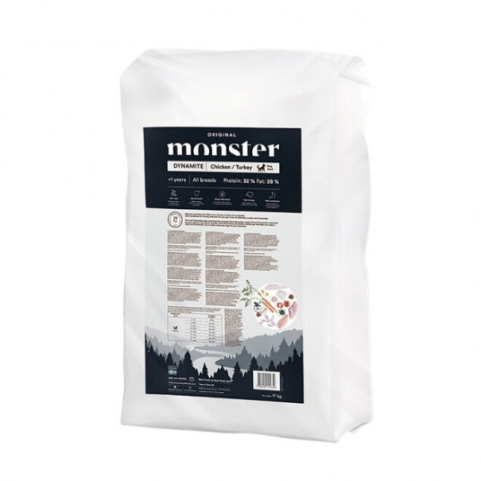 Monster Pet Food Hundefôr Dynamite Kylling & Kalkun 17 kg Monster Pet Food Hundefôr Dynamite Kylling & Kalkun 17 kg