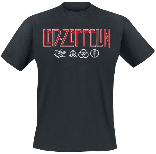Led Zeppelin T-skjorte Logo & Symbols S til XXL Herrer svart Led Zeppelin T-skjorte Logo & Symbols S til XXL Herrer svart